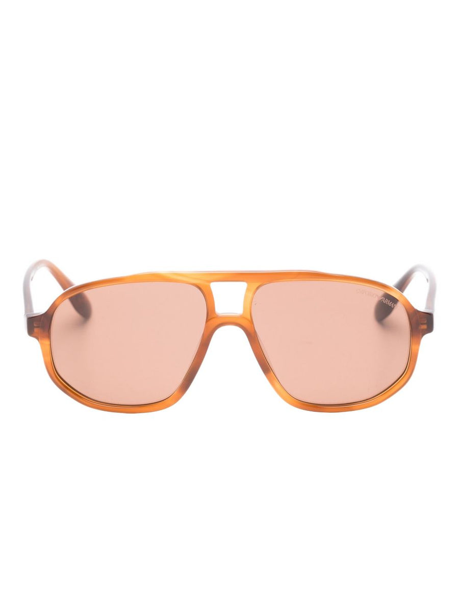Emporio Armani Pilot Sunglasses For Men - Lightweight Geometric Frame With Pink Accent Luxury Eyewear