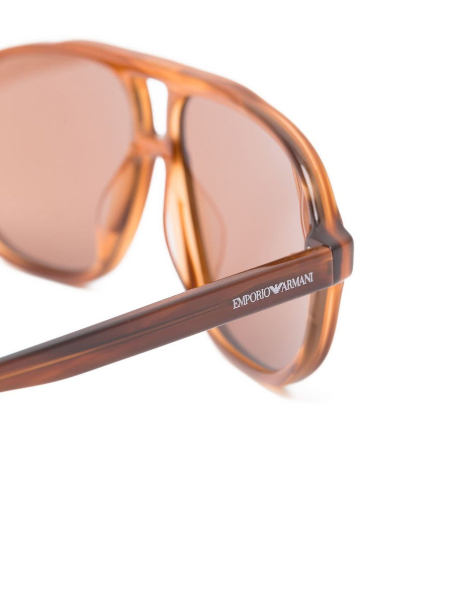 Emporio Armani Pilot Sunglasses For Men - Lightweight Geometric Frame With Pink Accent Luxury Eyewear