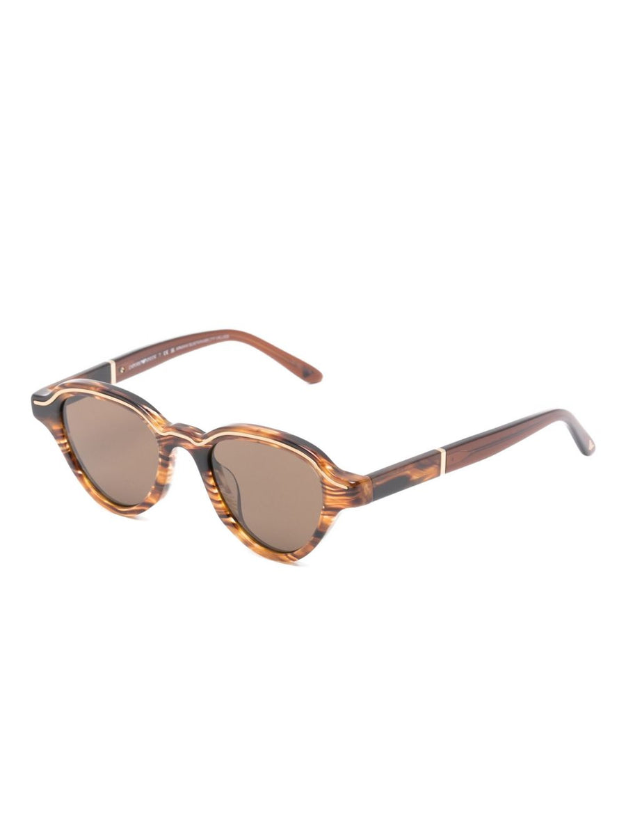 Emporio Armani Geometric Sunglasses for Men Brown Frame Tinted Lenses Nose Pads Comfort Luxury