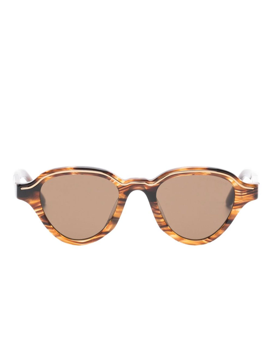 Emporio Armani Geometric Sunglasses for Men Brown Frame Tinted Lenses Nose Pads Comfort Luxury