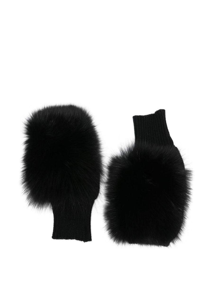 Alpo Cashmere Fur Gloves for Women One Size Black Luxurious Soft Warmth and Craftsmanship