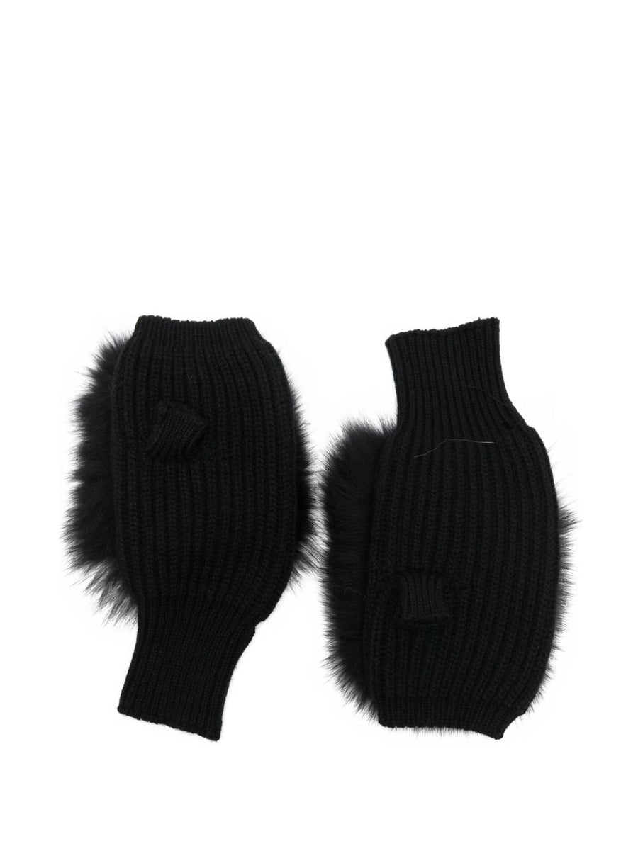 Alpo Cashmere Fur Gloves for Women One Size Black Luxurious Soft Warmth and Craftsmanship
