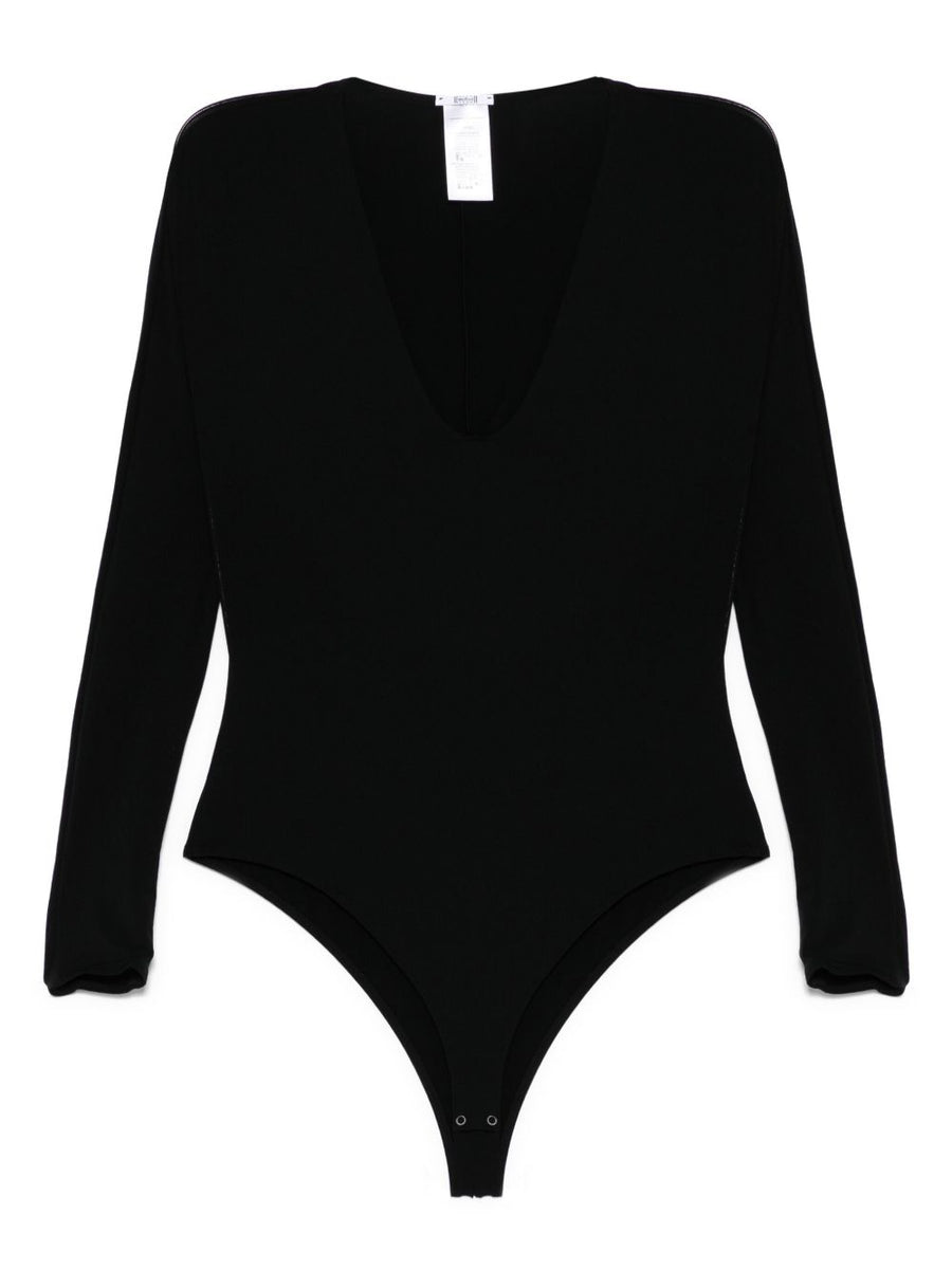 Wolford V Neck Bodysuit For Women Luxury Layering Top With Concealed Press Stud Fastening Modal Blend