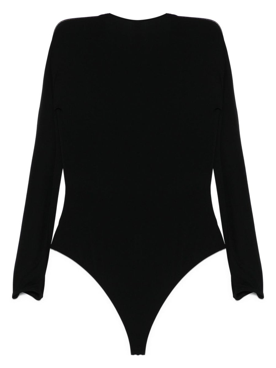 Wolford V Neck Bodysuit For Women Luxury Layering Top With Concealed Press Stud Fastening Modal Blend