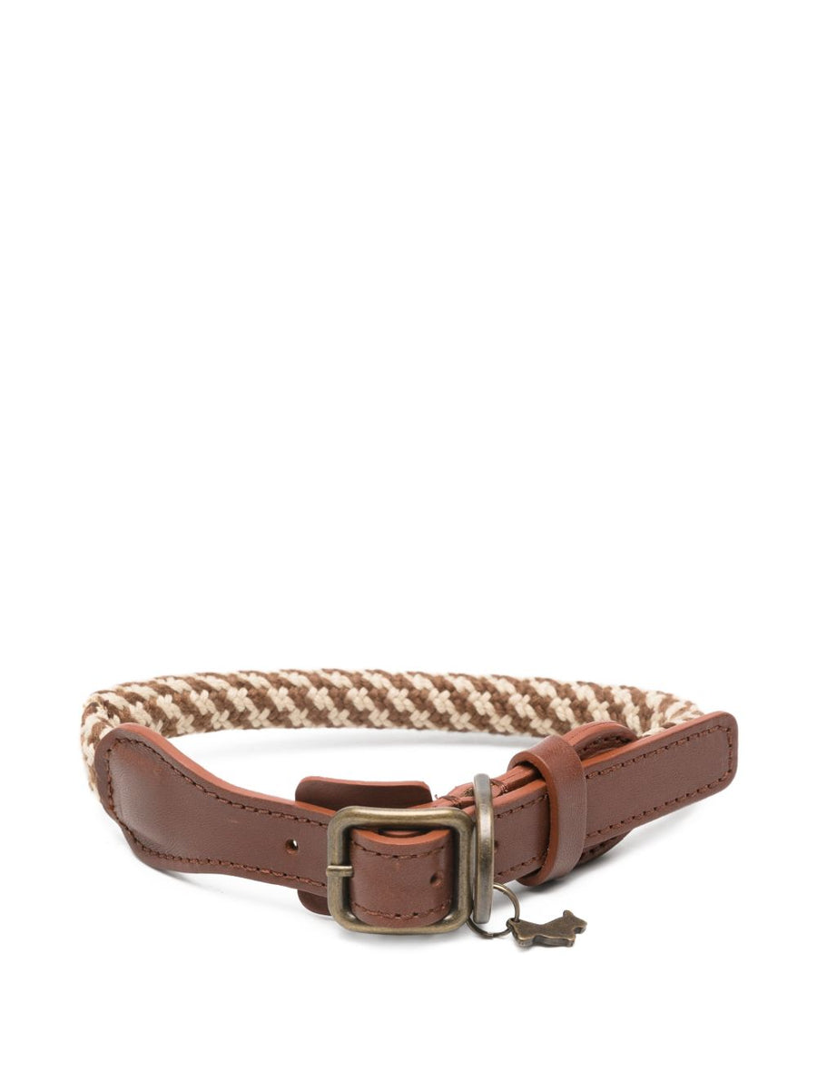 Poldo Dog Couture Timber Collar Beige With Brass Hardware Luxury Rustic Charm For Fashionable Dogs