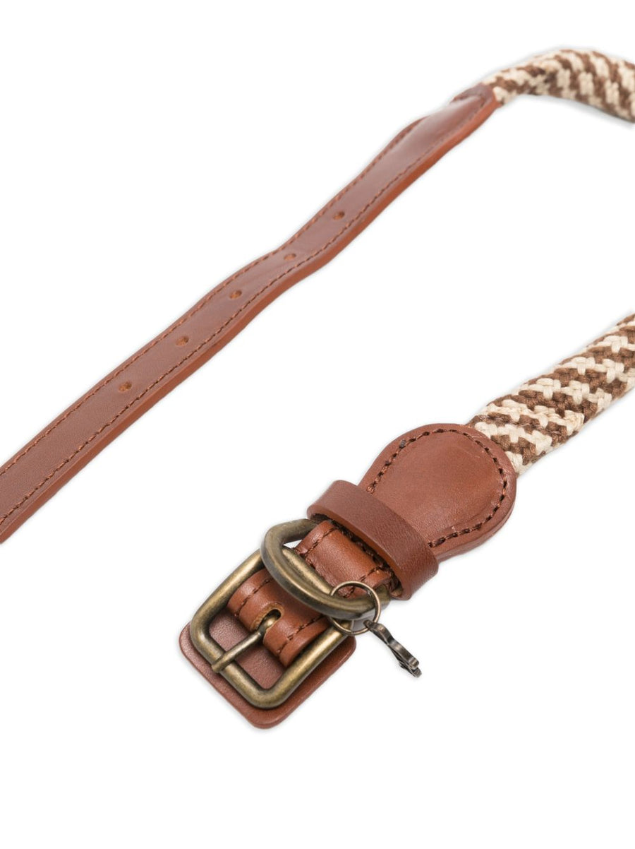 Poldo Dog Couture Timber Collar Beige With Brass Hardware Luxury Rustic Charm For Fashionable Dogs
