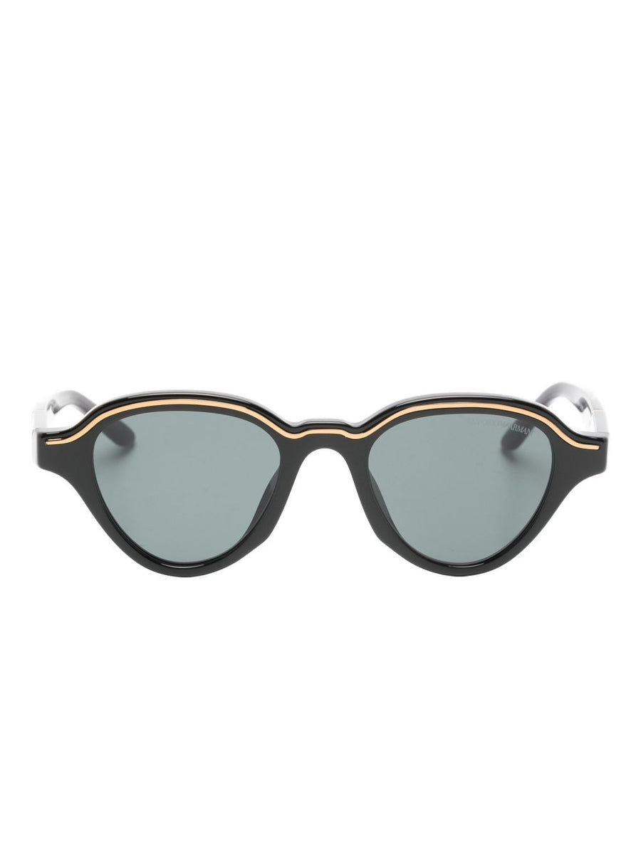 Emporio Armani Men's Irregular-Shaped Sunglasses With Premium Geometric Frame And Grey Tint Lenses
