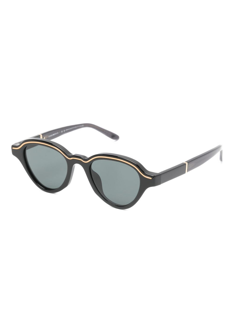 Emporio Armani Men's Irregular-Shaped Sunglasses With Premium Geometric Frame And Grey Tint Lenses