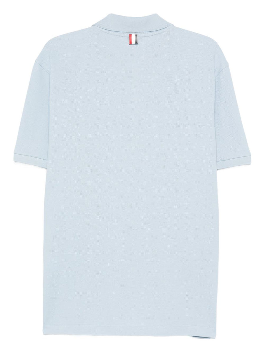 Thom Browne Cotton Polo Shirt For Men Premium Cotton Luxury Detailing Sky Blue All Season Wear