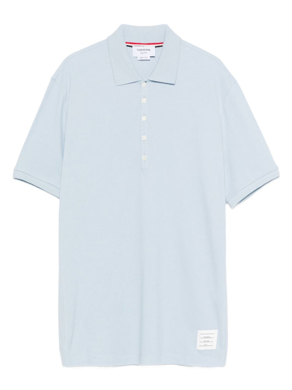 Thom Browne Cotton Polo Shirt For Men Premium Cotton Luxury Detailing Sky Blue All Season Wear