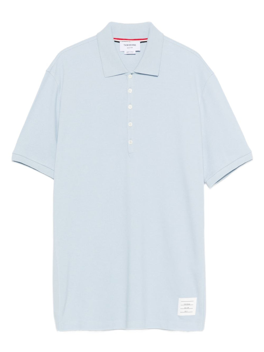 Thom Browne Cotton Polo Shirt For Men Premium Cotton Luxury Detailing Sky Blue All Season Wear