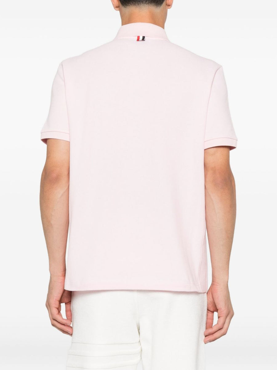 Thom Browne Cotton Polo Shirt For Men Light Pink Pique Luxury Topwear Signature Style