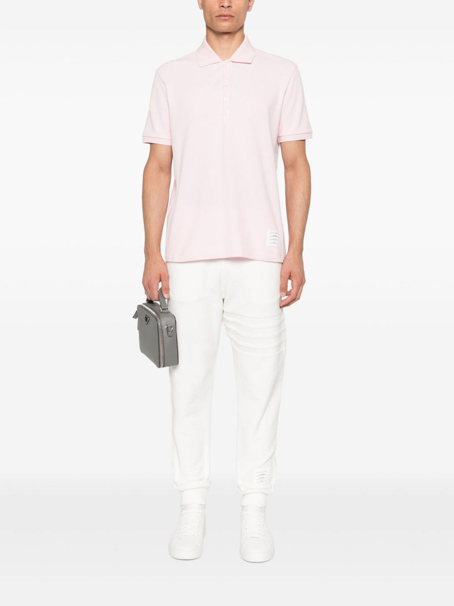 Thom Browne Cotton Polo Shirt For Men Light Pink Pique Luxury Topwear Signature Style