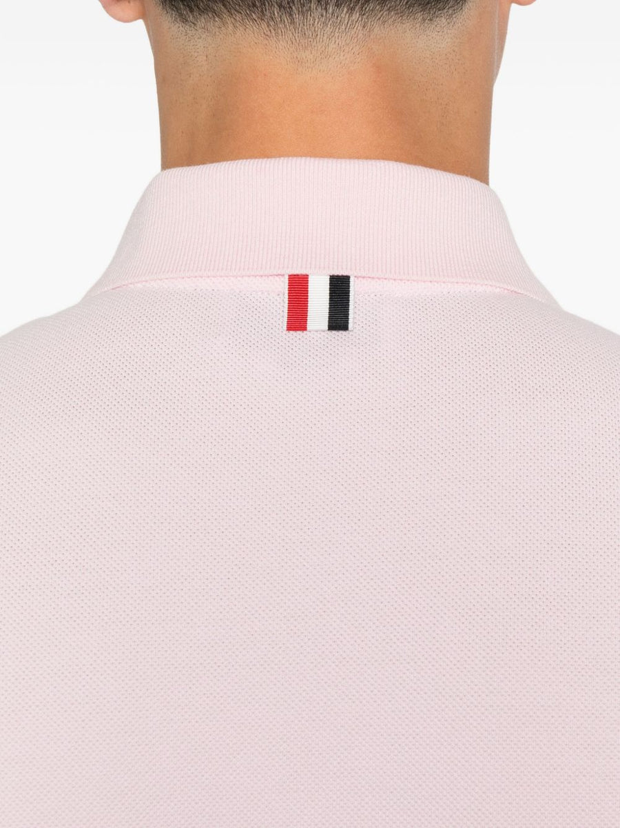 Thom Browne Cotton Polo Shirt For Men Light Pink Pique Luxury Topwear Signature Style