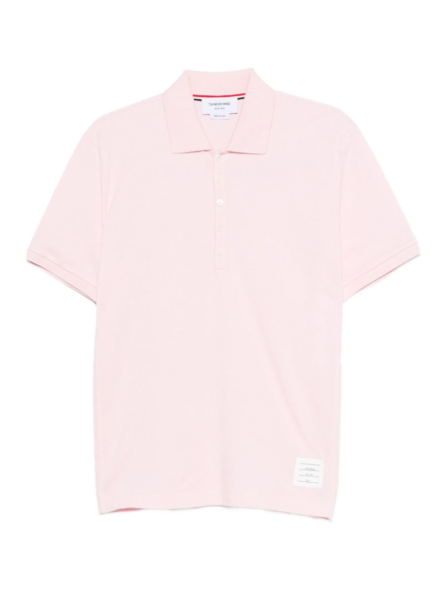 Thom Browne Cotton Polo Shirt For Men Light Pink Pique Luxury Topwear Signature Style