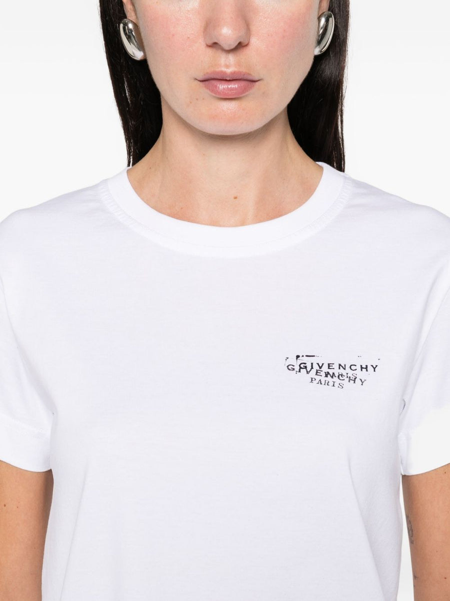 Givenchy Logo Cotton T Shirt For Women Luxurious 100 Percent Cotton White Round Neck Top