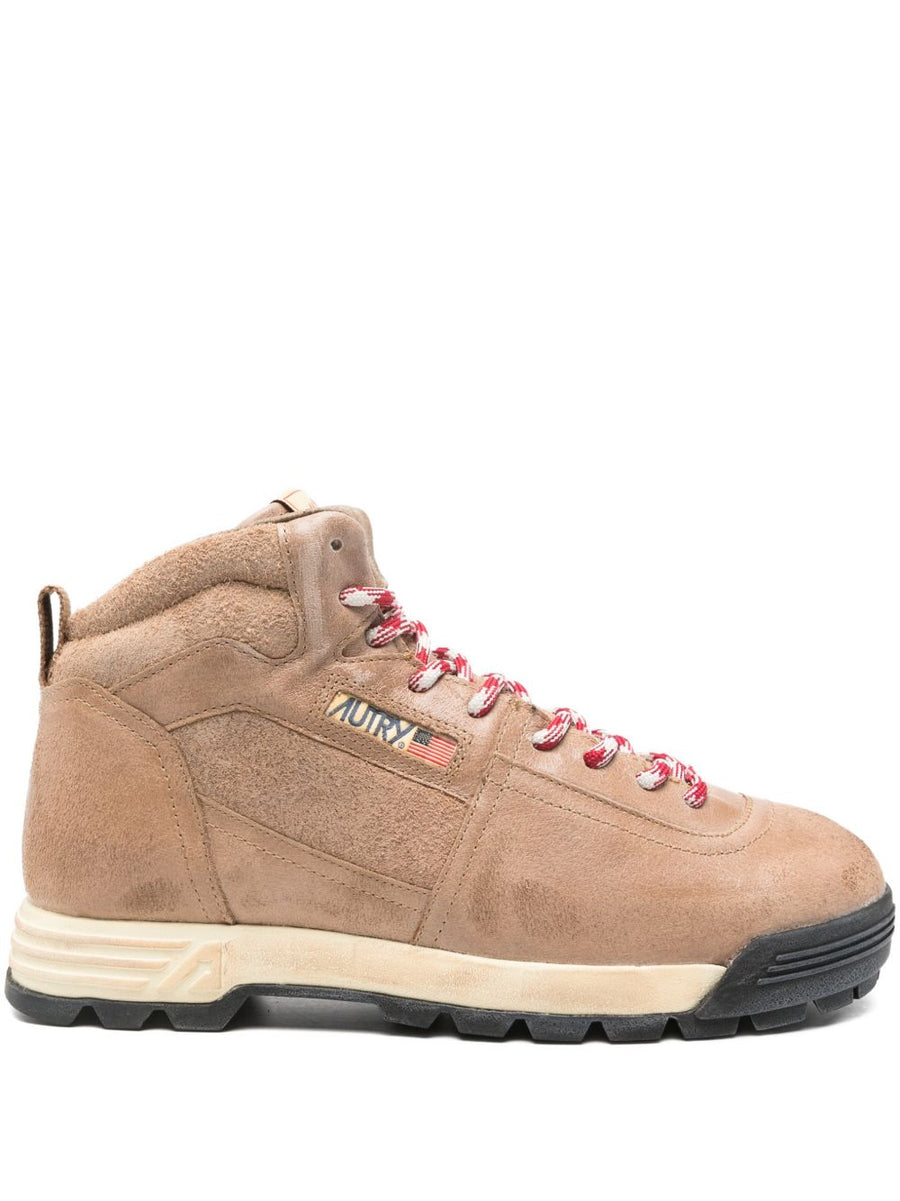 Autry Malga Mid Sneakers for Men Premium Leather Ankle Height Comfort Leather Brown Everyday Style