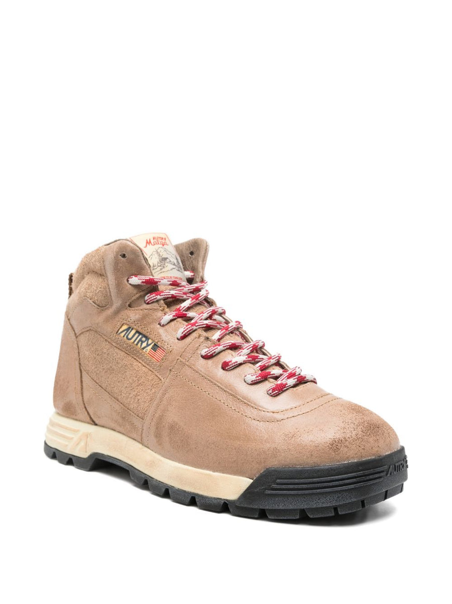Autry Malga Mid Sneakers for Men Premium Leather Ankle Height Comfort Leather Brown Everyday Style