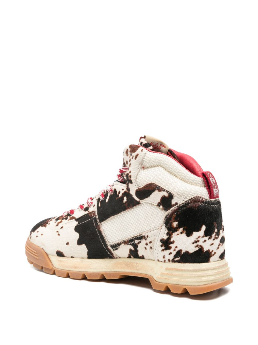 Autry Malga Multicolor Animal Print Boots for Women Leather All Season Comfort Horse Effect Lace Up Ridged Sole