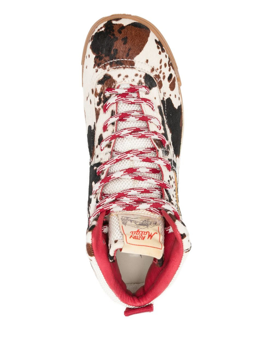 Autry Malga Multicolor Animal Print Boots for Women Leather All Season Comfort Horse Effect Lace Up Ridged Sole