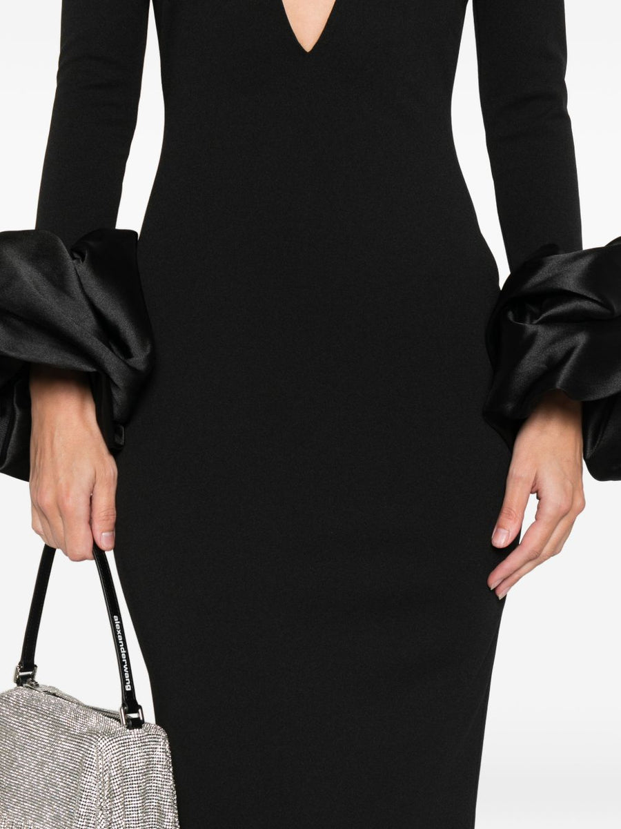 Solace London Valerie Maxi Dress For Women Elegant V Neck Eveningwear With Ruched Cuff Sleeves