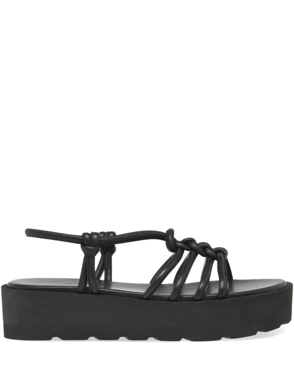 Gianvito Rossi Hebe Leather Platform Sandals For Women With Knot Detailing 5cm Heel And Branded Footbed