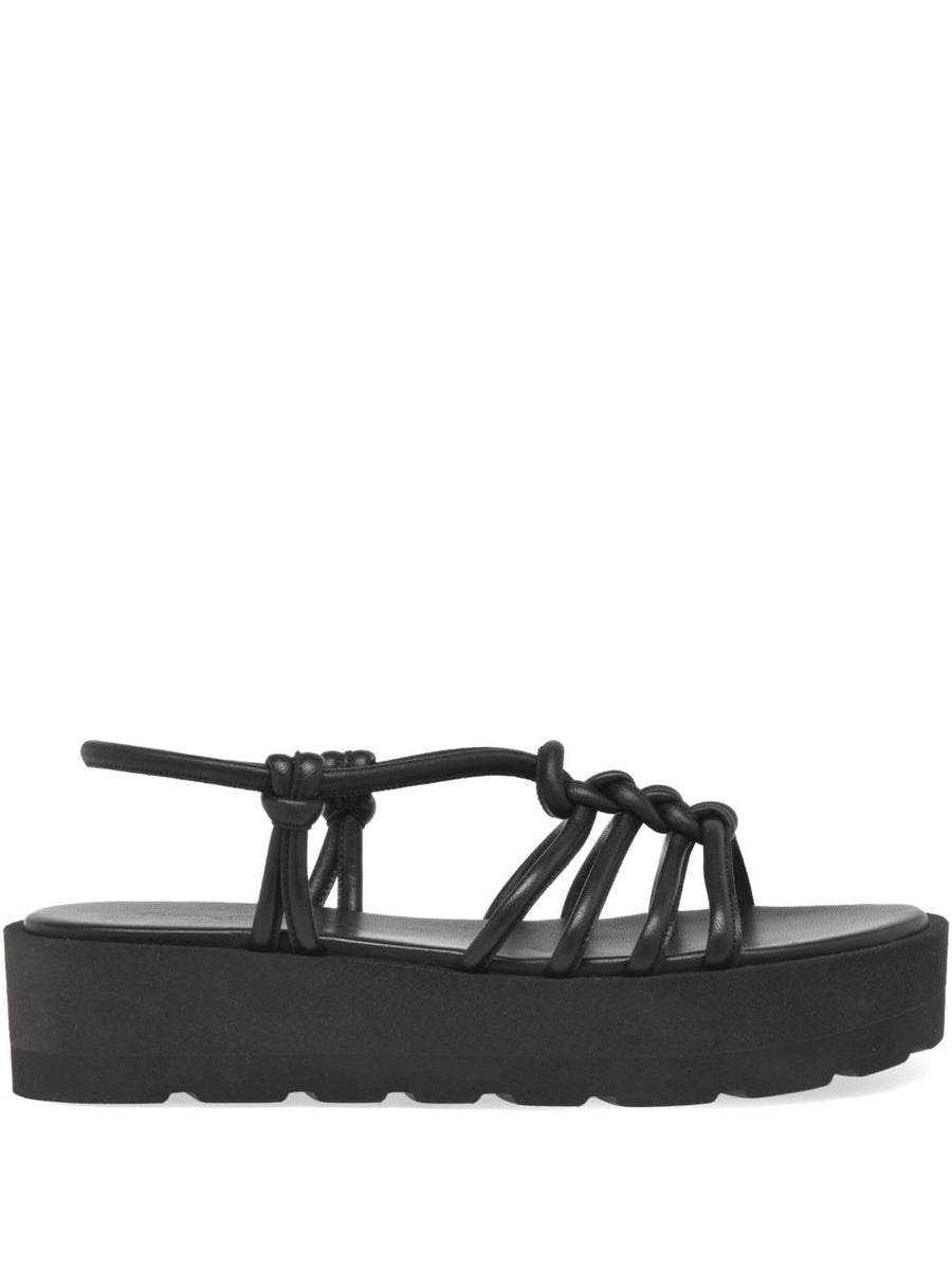 Gianvito Rossi Hebe Leather Platform Sandals For Women With Knot Detailing 5cm Heel And Branded Footbed