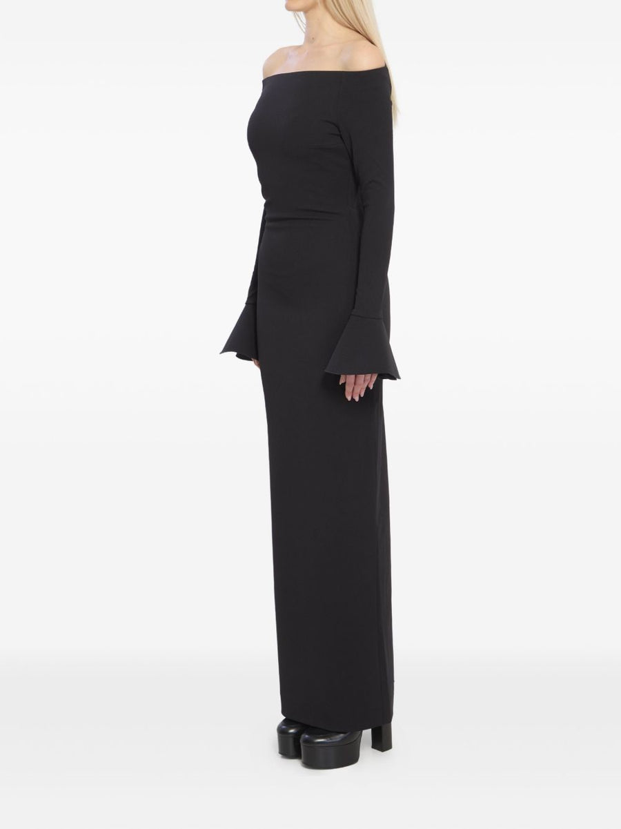 Solace London Anica Maxi Dress for Women Black Sleek Full Length Silhouette with Back Slit
