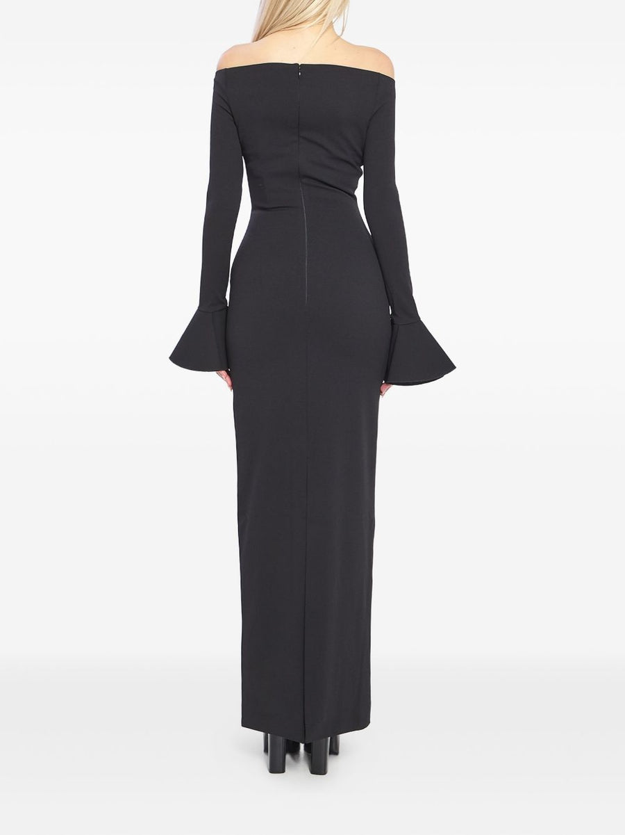 Solace London Anica Maxi Dress for Women Black Sleek Full Length Silhouette with Back Slit