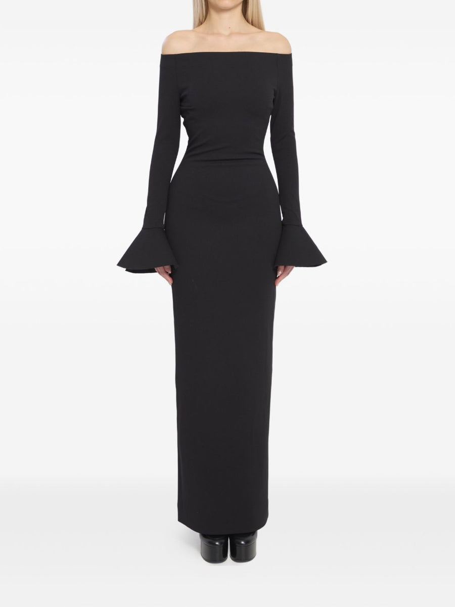 Solace London Anica Maxi Dress for Women Black Sleek Full Length Silhouette with Back Slit