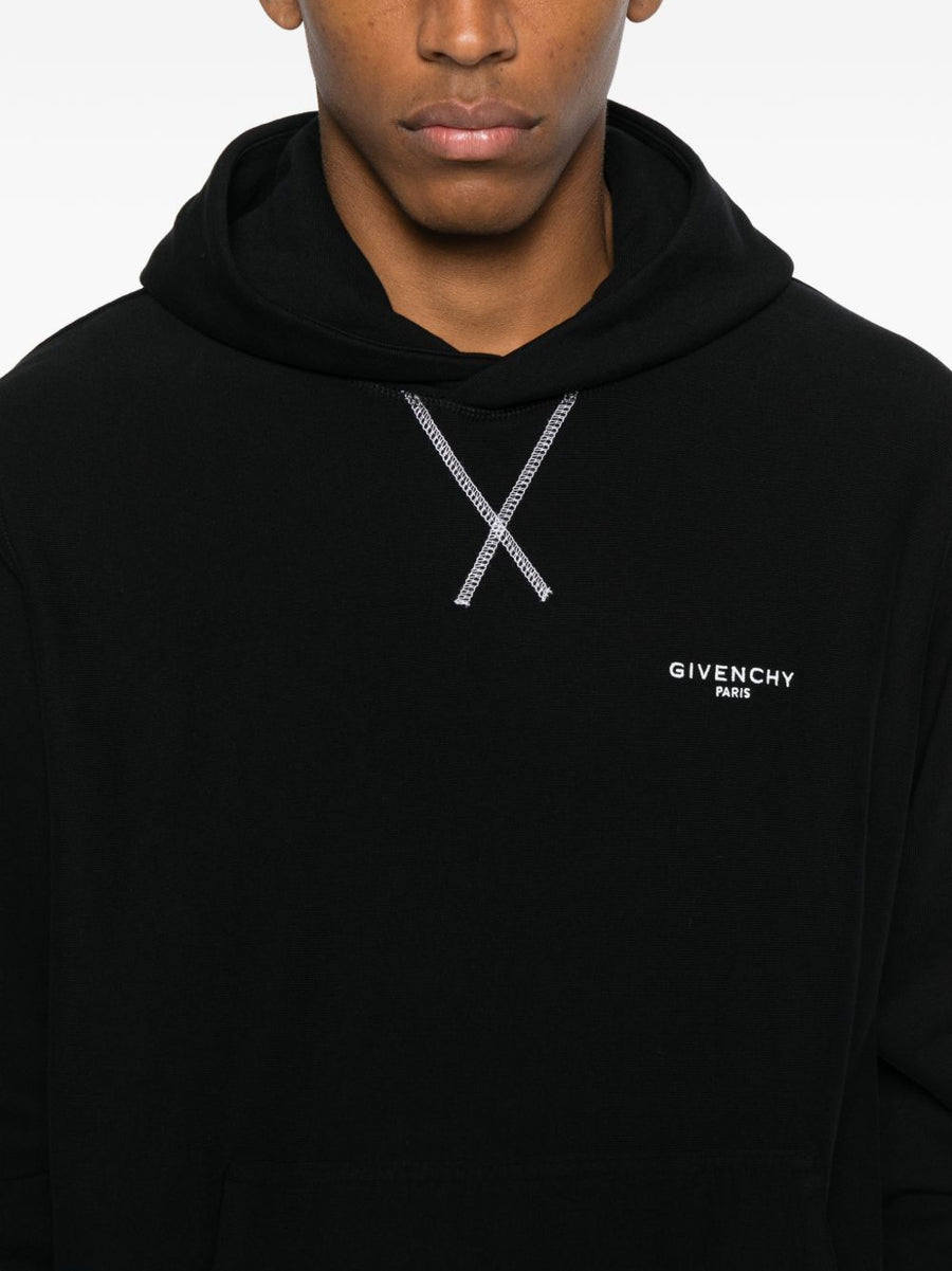 Givenchy Logo Cotton Hoodie For Men Premium Cross Stitch Black 100 Percent Cotton Casual Streetwear