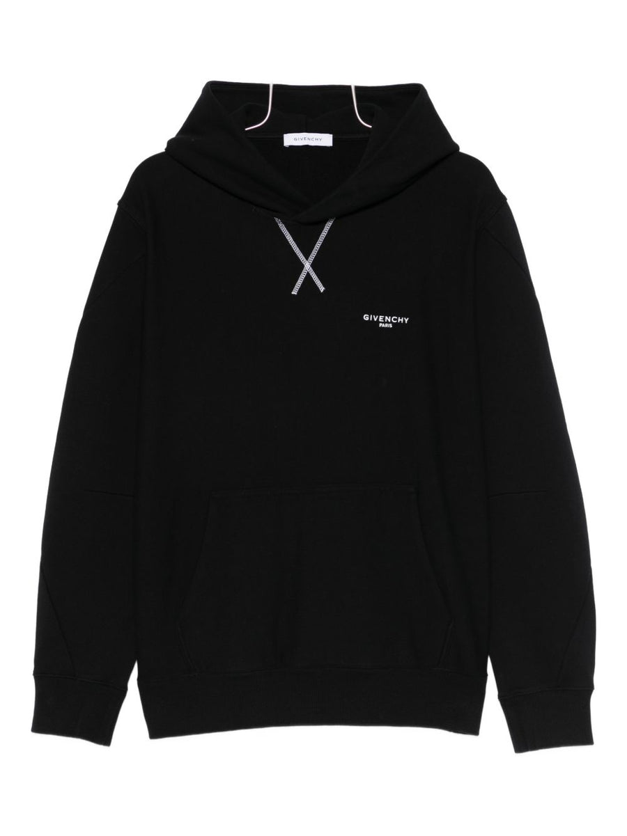 Givenchy Logo Cotton Hoodie For Men Premium Cross Stitch Black 100 Percent Cotton Casual Streetwear