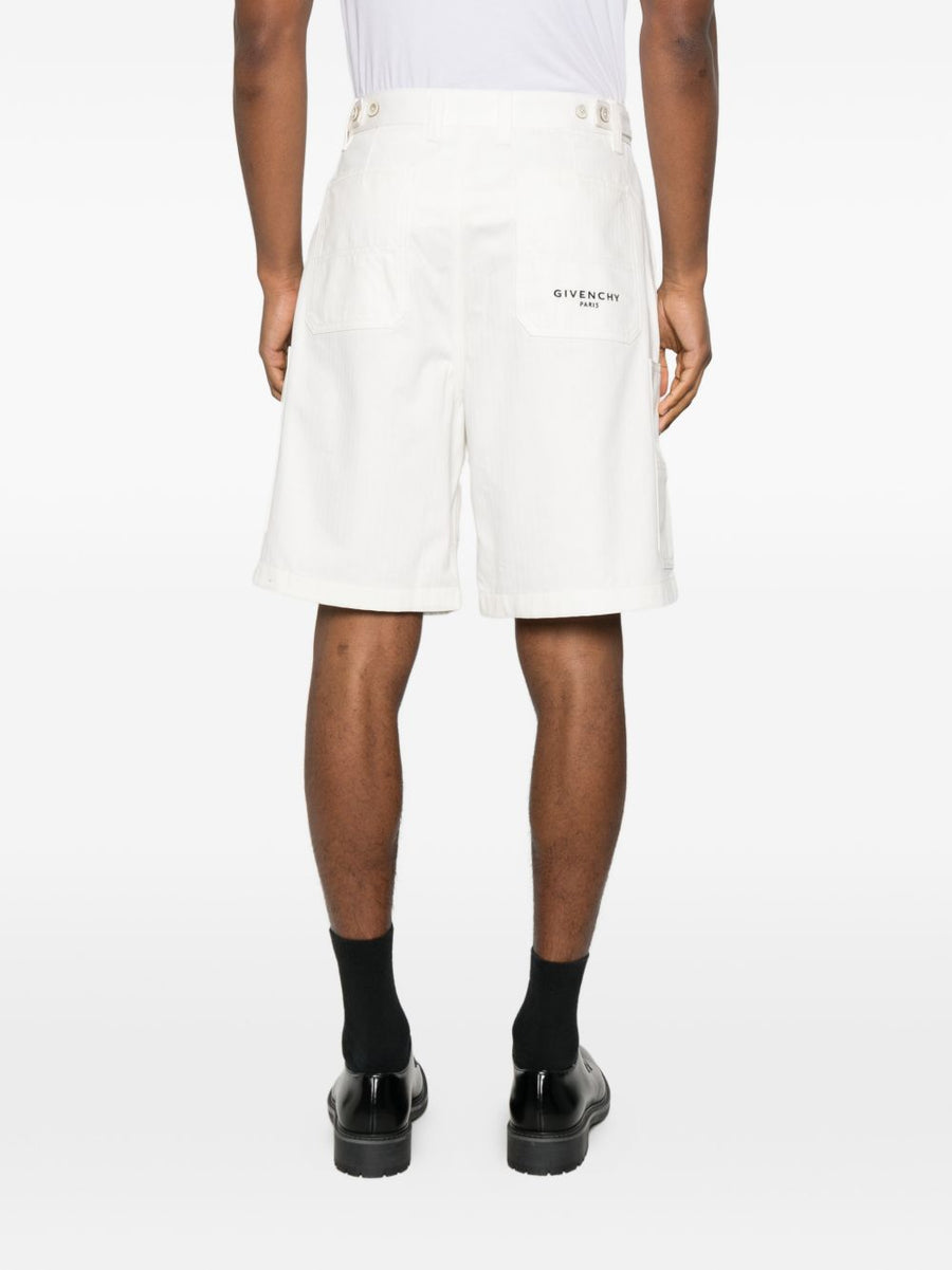 Givenchy White Denim Cargo Shorts For Active Men Premium 100 Percent Cotton With Cargo Pockets