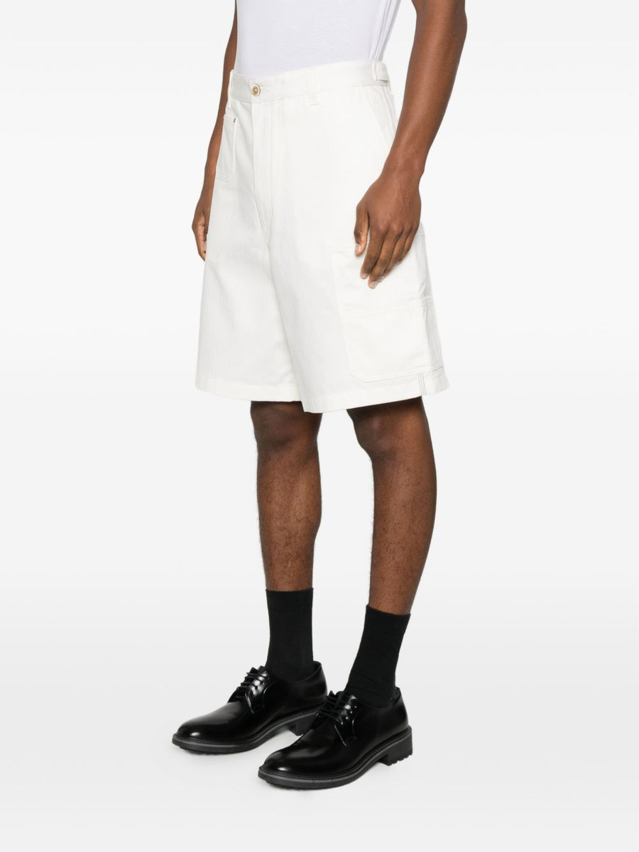 Givenchy White Denim Cargo Shorts For Active Men Premium 100 Percent Cotton With Cargo Pockets