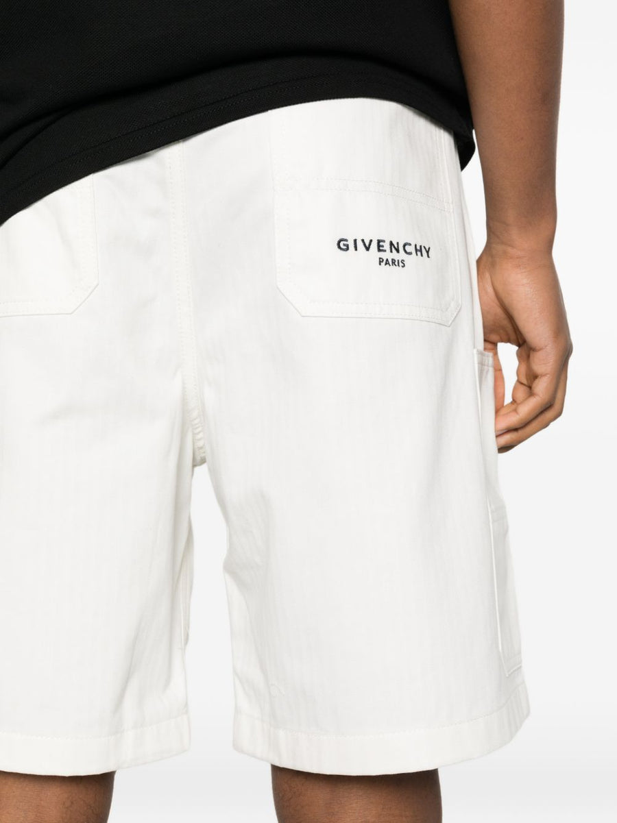 Givenchy White Denim Cargo Shorts For Active Men Premium 100 Percent Cotton With Cargo Pockets