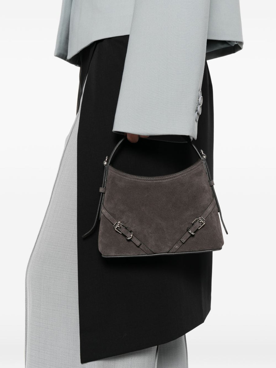 Givenchy Mini Voyou Bag Dark Grey Calf Leather Clutch Top Handle Detachable Strap For Women Day To Night Luxury