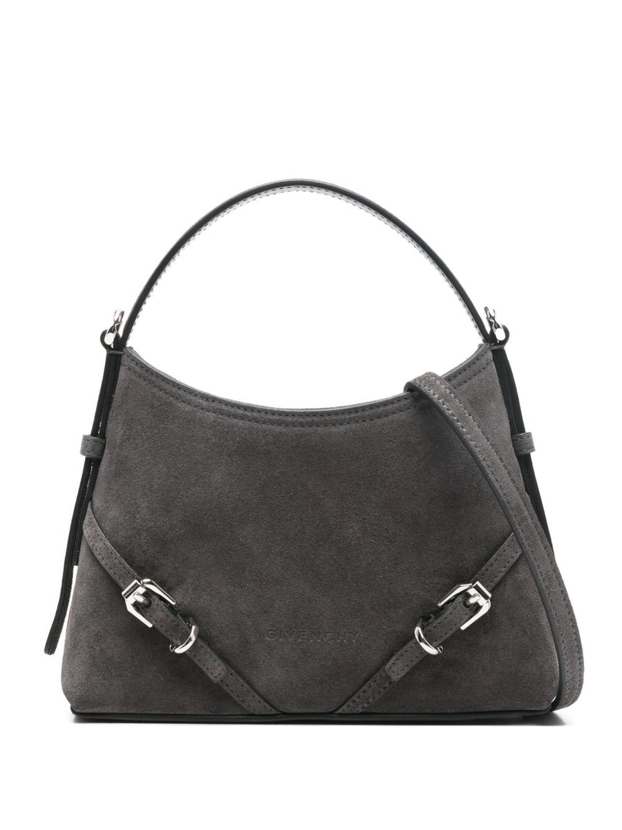 Givenchy Mini Voyou Bag Dark Grey Calf Leather Clutch Top Handle Detachable Strap For Women Day To Night Luxury