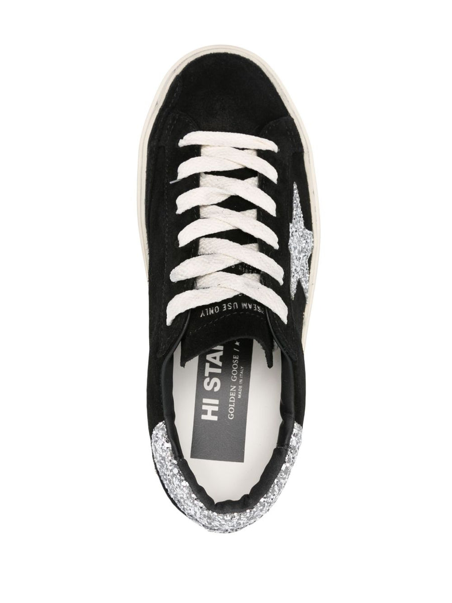 Golden Goose Hi Star Leather Sneakers For Women Black Luxury Comfort With Iconic Star Motif