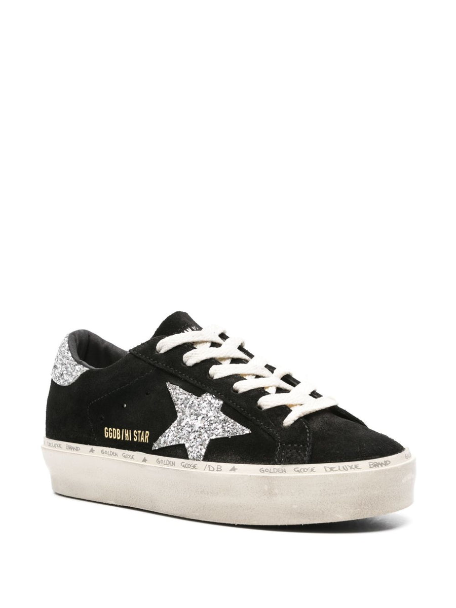 Golden Goose Hi Star Leather Sneakers For Women Black Luxury Comfort With Iconic Star Motif