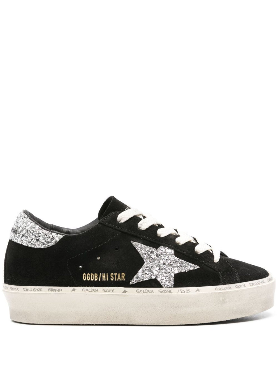 Golden Goose Hi Star Leather Sneakers For Women Black Luxury Comfort With Iconic Star Motif