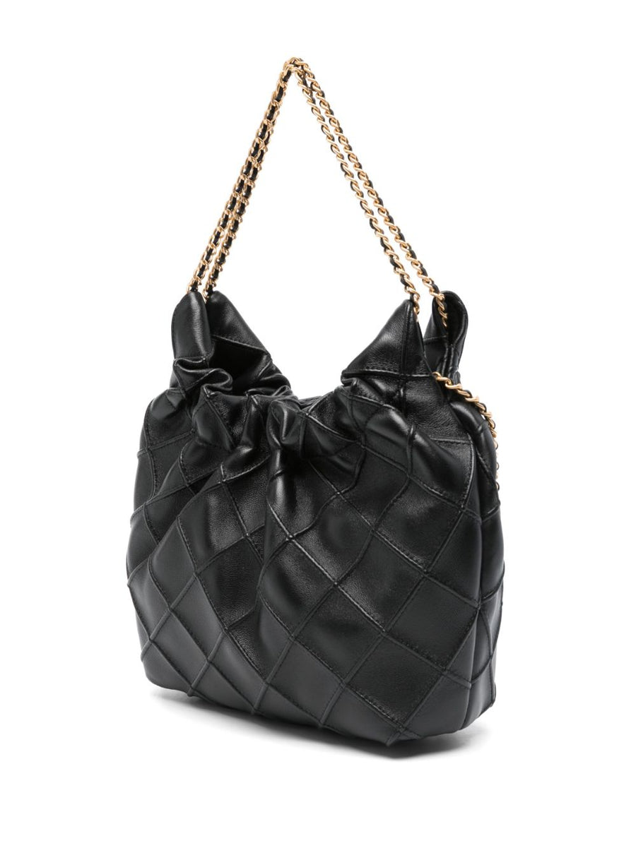 Tory Burch Fleming Mini Drawstring Bag Black Lamb Leather Shoulder Bag