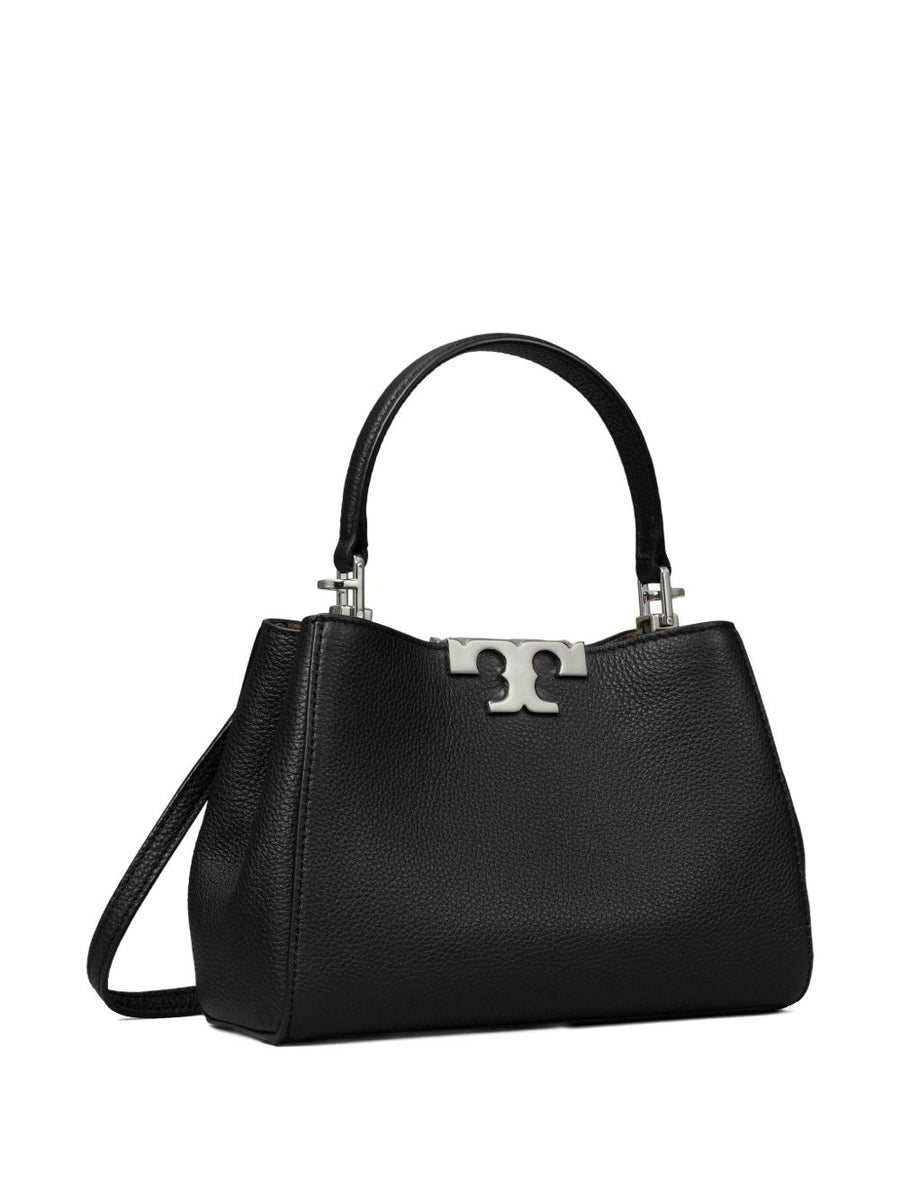 Tory Burch Mini Eleanor Satchel Black Leather Top Handle Magnetic Snap Everyday Luxury Bag for Women
