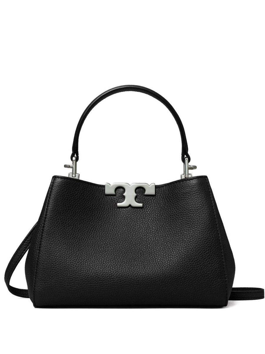 Tory Burch Mini Eleanor Satchel Black Leather Top Handle Magnetic Snap Everyday Luxury Bag for Women
