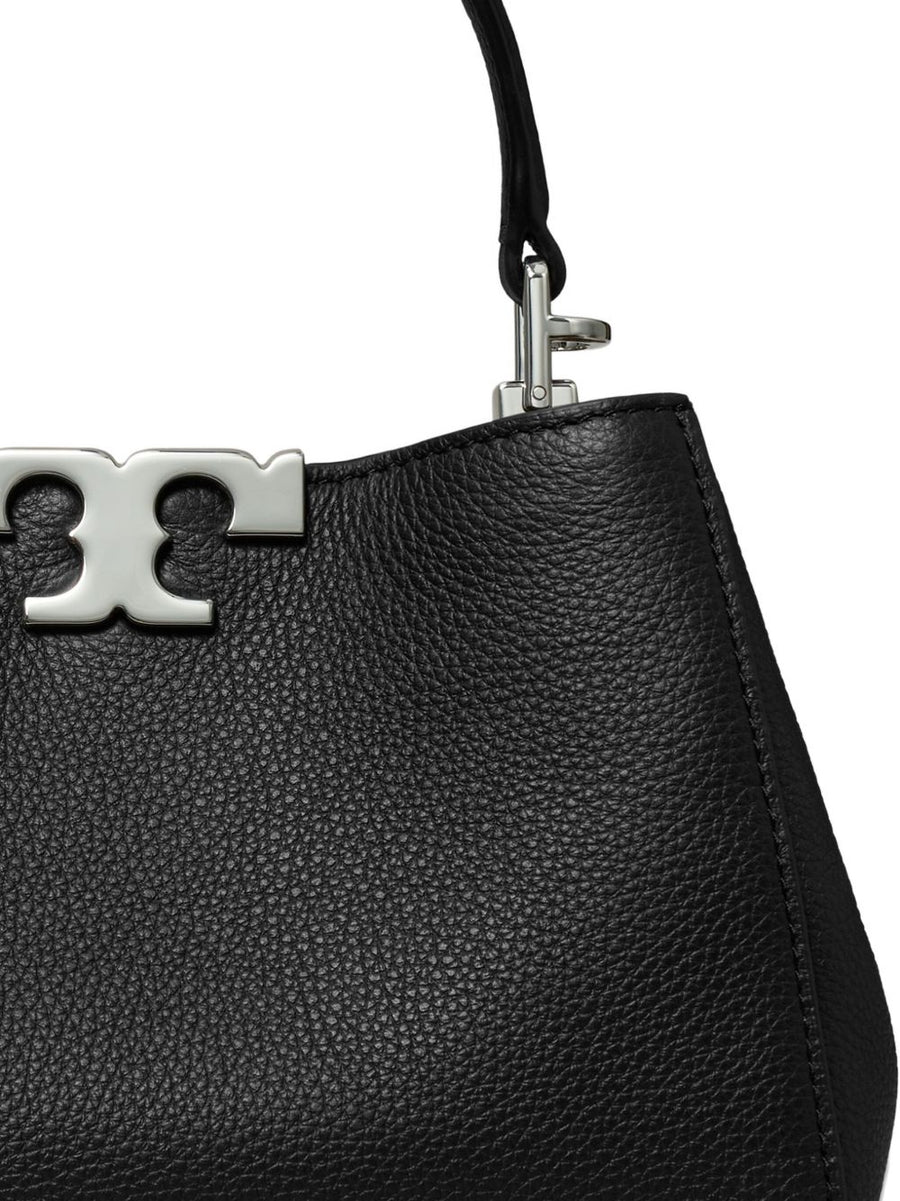 Tory Burch Mini Eleanor Satchel Black Leather Top Handle Magnetic Snap Everyday Luxury Bag for Women