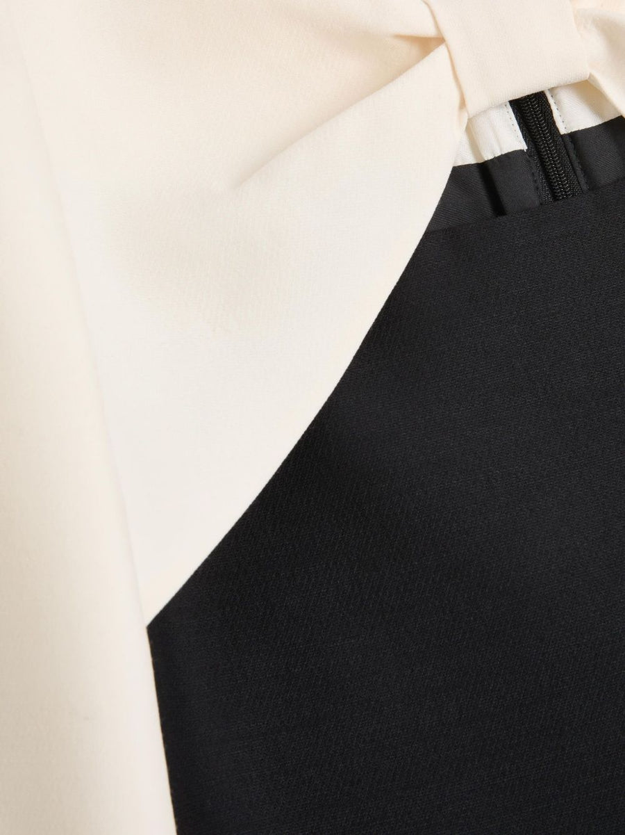 Valentino Wool and Silk Mini Dress for Women with Black Bow Accent and Contrasting Sleeves Timeless Silhouette