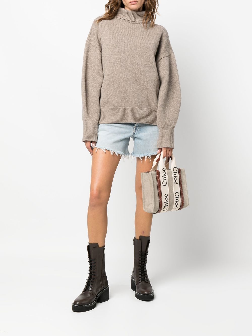 Chloé Small Woody Tote Bag In Linen