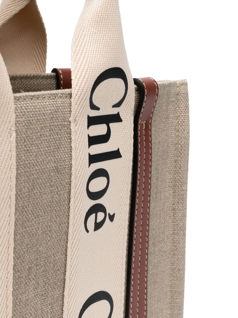 Chloé Small Woody Tote Bag In Linen