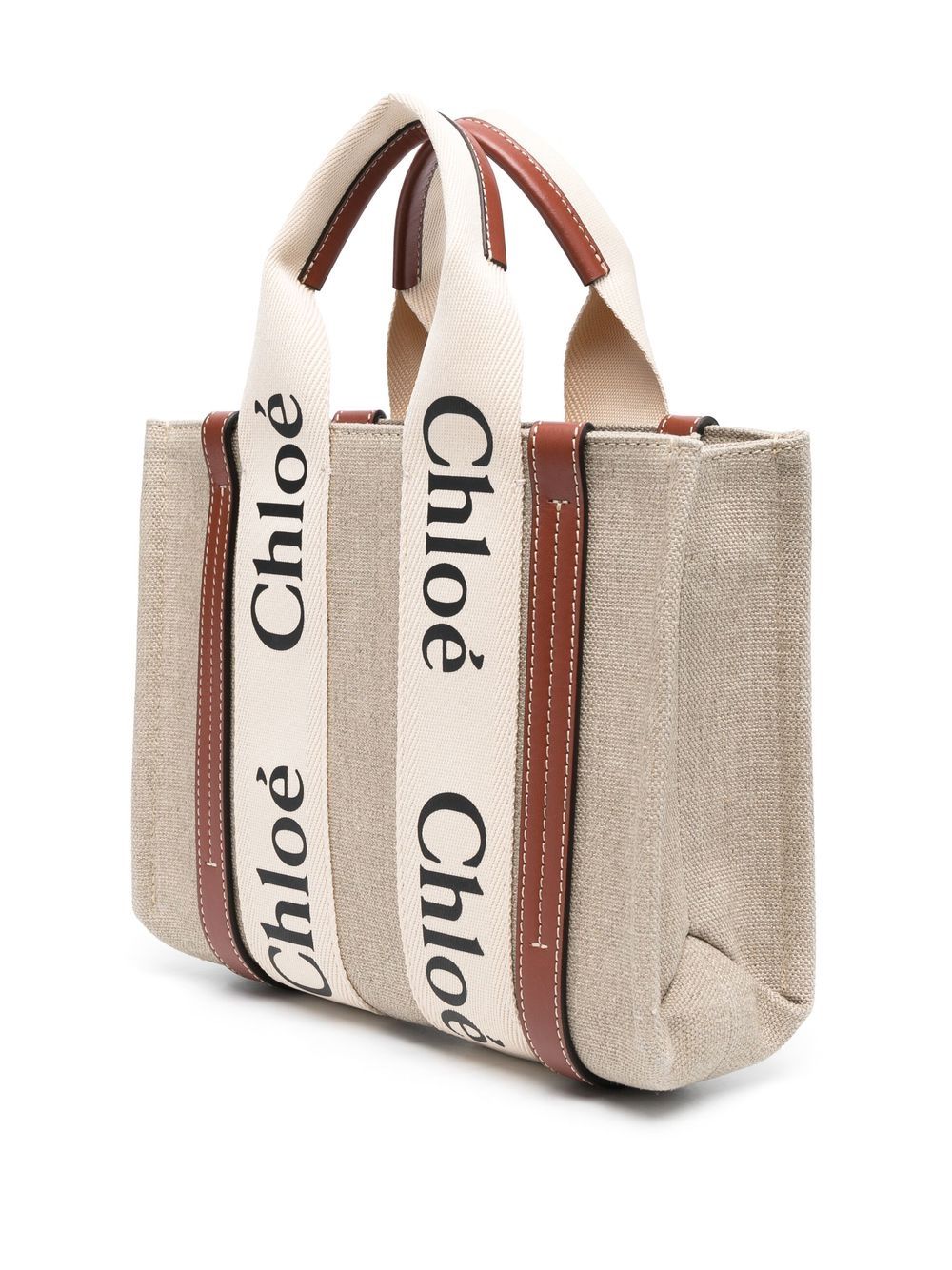 Chloé Small Woody Tote Bag In Linen