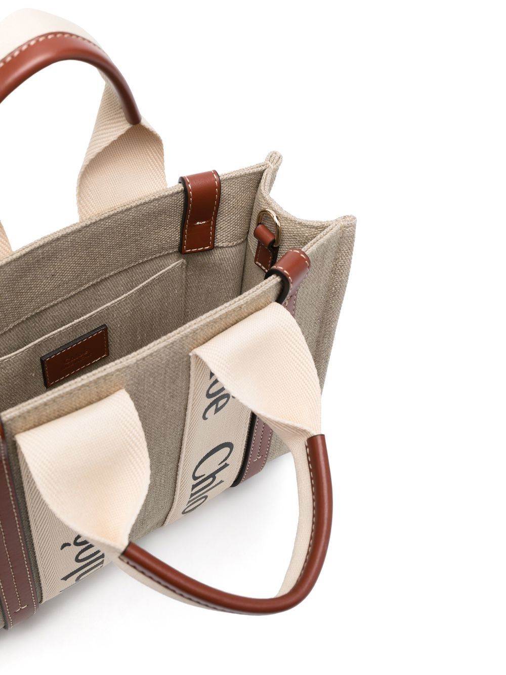 Chloé Small Woody Tote Bag In Linen