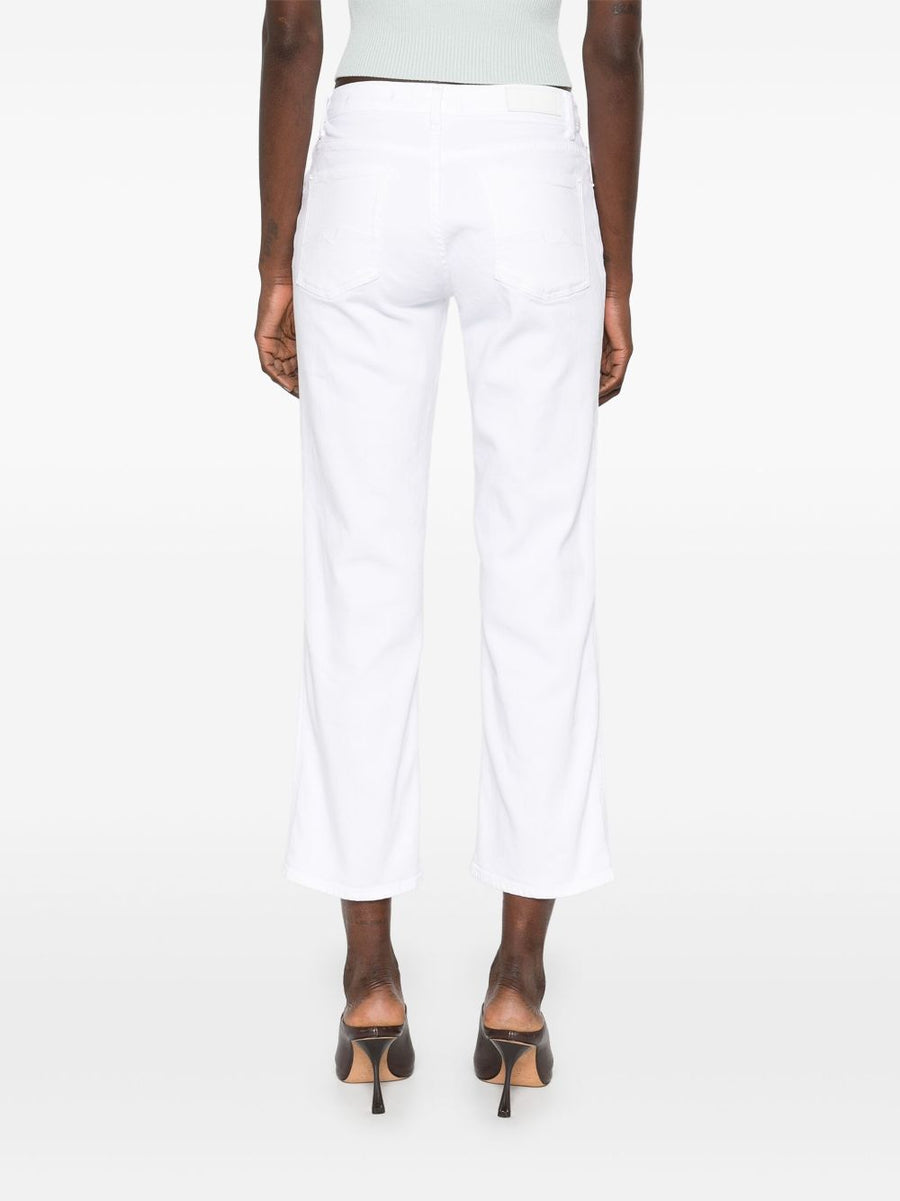 Seven Calie White Straight Denim Jeans for Women With Concealed Fly Timeless Versatile Wardrobe Staple